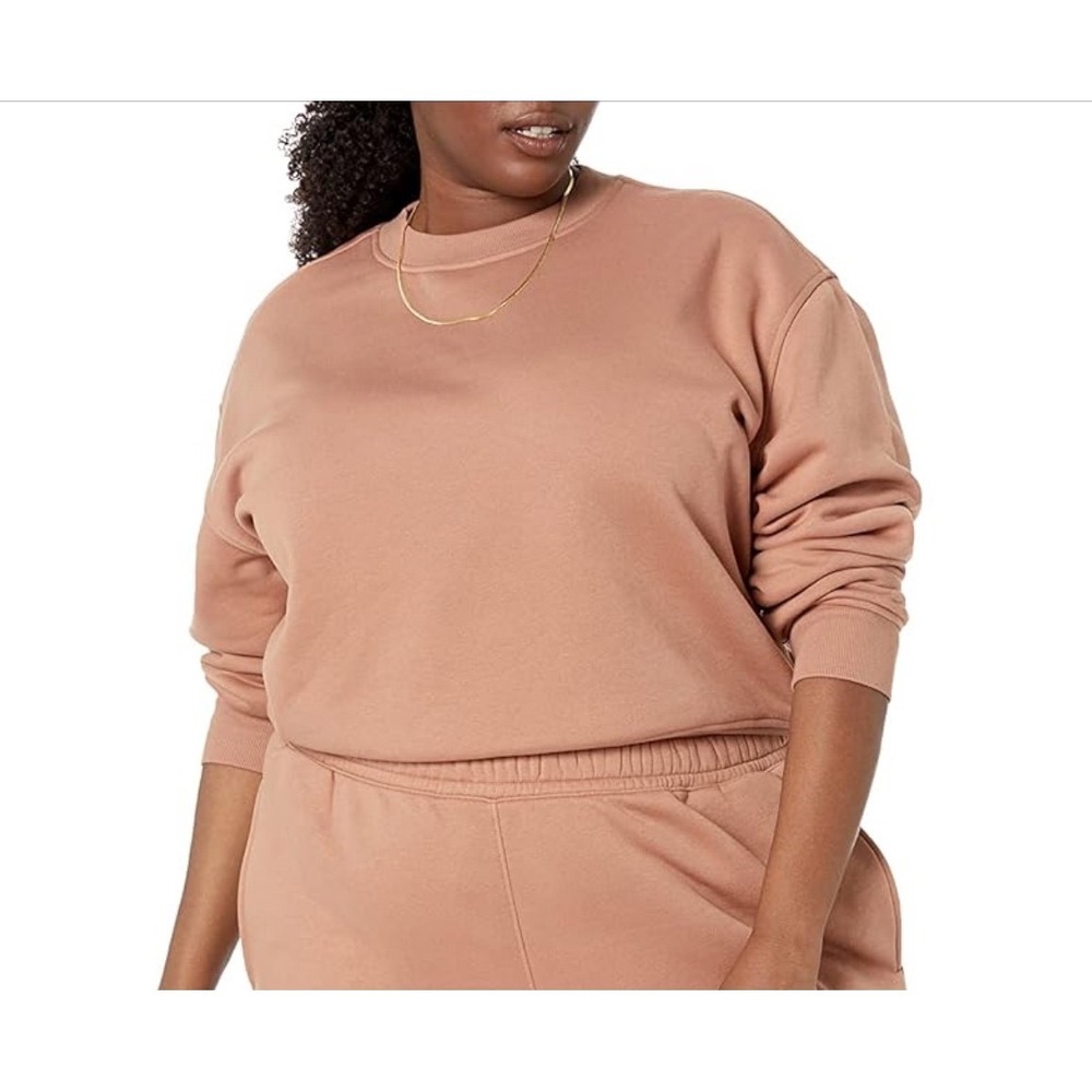 Amazon Essentials Women 6X Oversized Fleece Crop Sweatshirt light brown